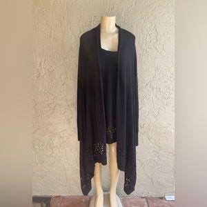 ESCADA Sport black tank & long open cardigan TWIN SET size M&L  viscose blend